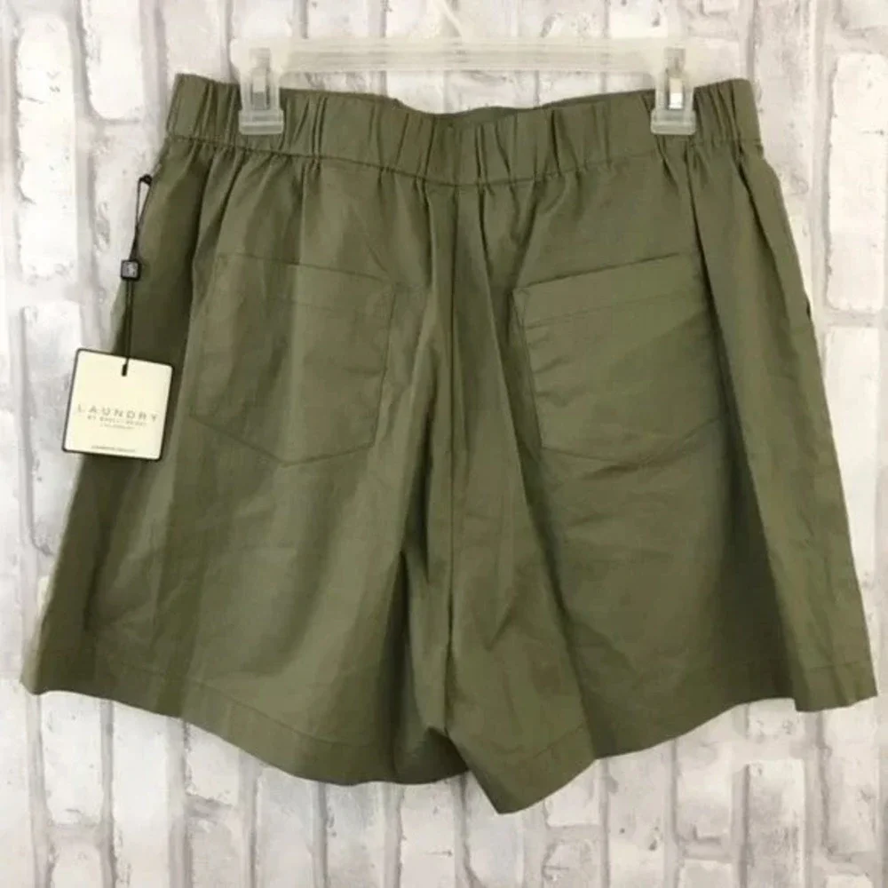 Laundry by Shelli Segal Olive Green Pleated Lace Up Skorts‎ - Women's